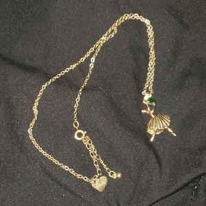 Vintage 24K Solid Gold Ballerina Emerald Necklace